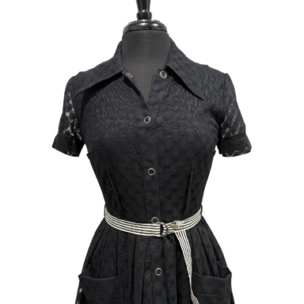 Plenty by Tracy Reese Black Lace Retro Shirtwaist Dress Size 6 - Picture 2 of 12